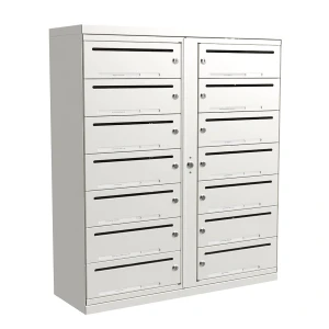 Lynx Liggande 2×7 fack – vit  - Fastighetsbox med 14 fack (passar för 14 lägenheter)