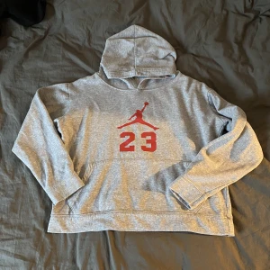 Jordan hoodie - Grå hoodie med rött tryck