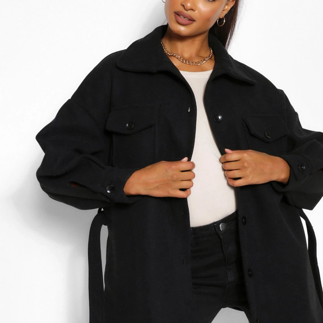 TALL SKJORTJACKA I ULLIMITATION MED KNYTSKÄRP