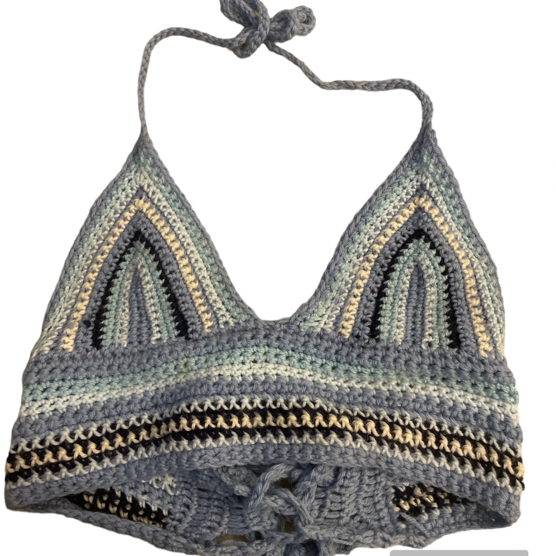 Blå stickad topp - 90