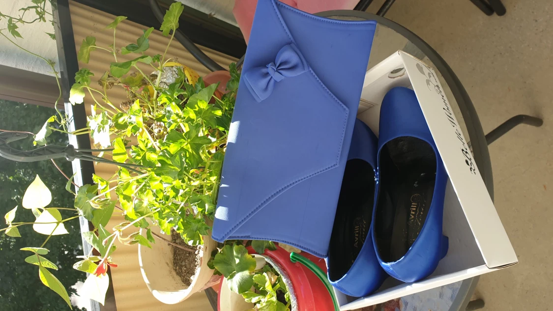 Blå klackskor & Handväska