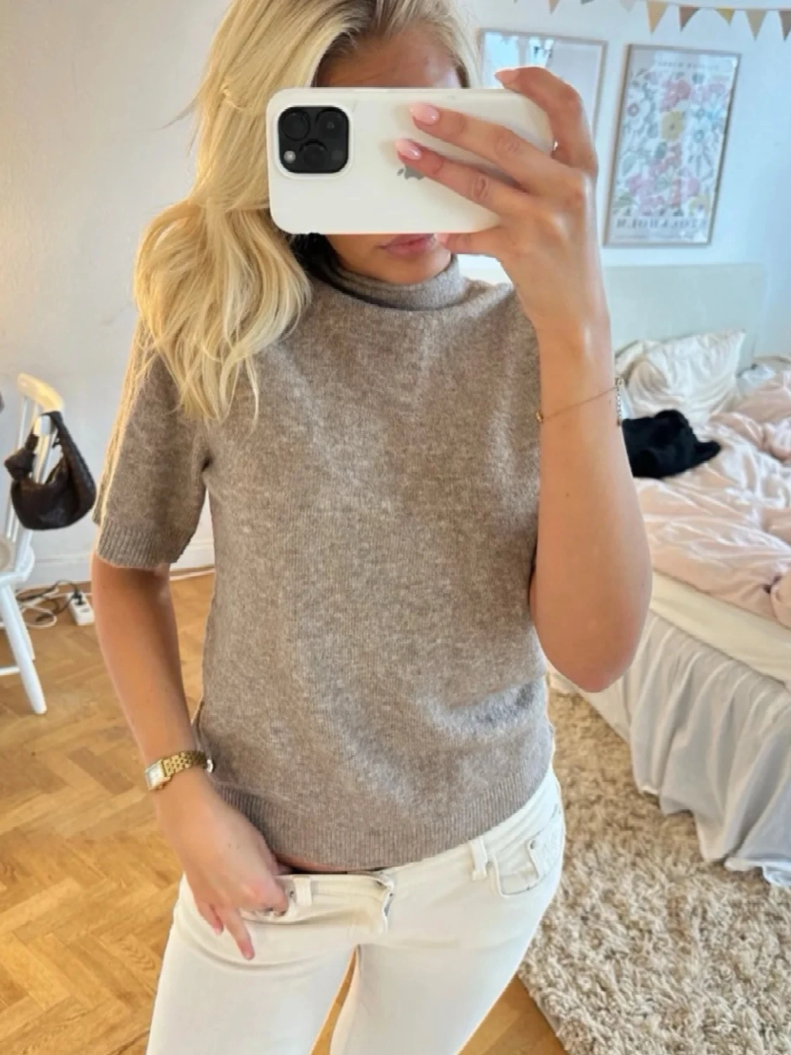 Beige stickad tröja - 1