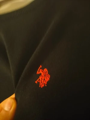 Svart tröja från U.S. Polo Assn L - Klassisk svart tröja från U.S. Polo Assn. med röd broderad logga på bröstet. Rund halsringning och mjukt material som känns skönt mot huden. Perfekt för en stilren och enkel look.