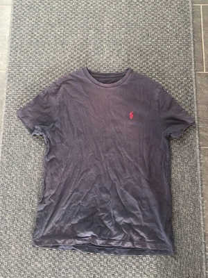 Mörkblå t-shirt från ralphlauren - Snygg mörkblå t-shirt med rund hals och en liten röd logga broderad på bröstet. Klassisk passform och korta ärmar, perfekt till jeans eller shorts. Tillverkad i mjuk bomull för skön känsla hela dagen.