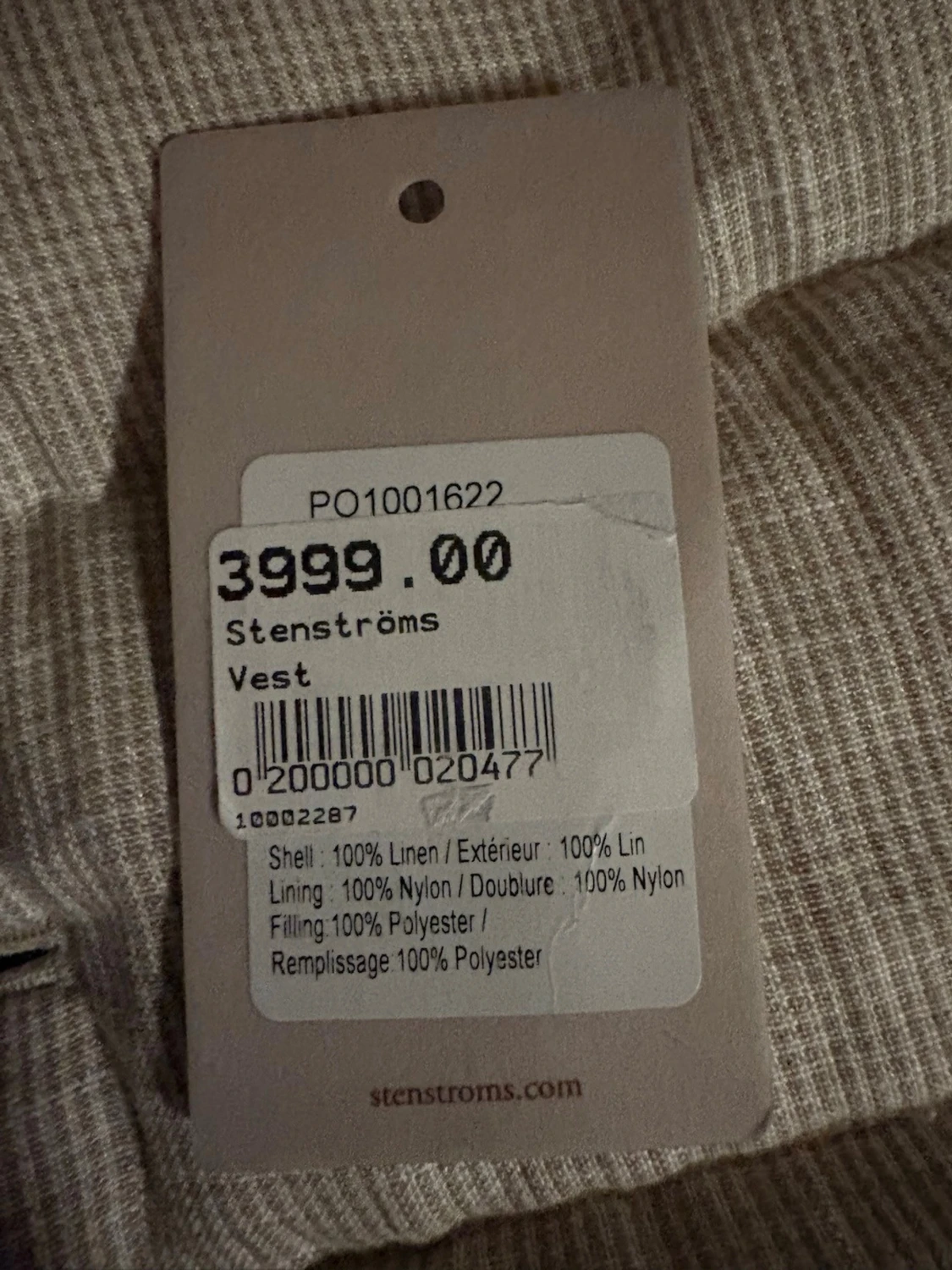 Beige ribbad dunväst med knappar - 4