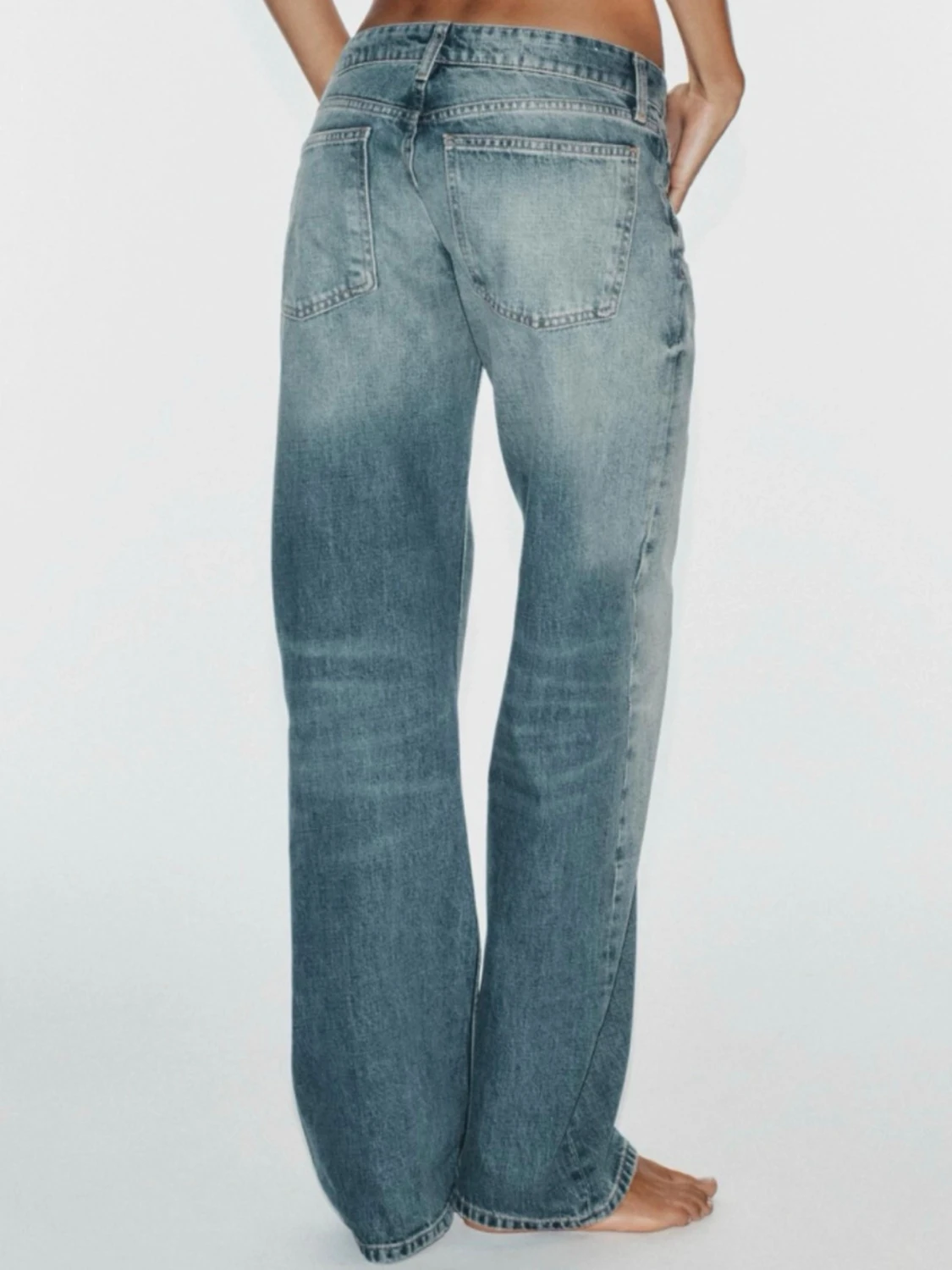 Blå raka jeans med låg midja Zara - 2