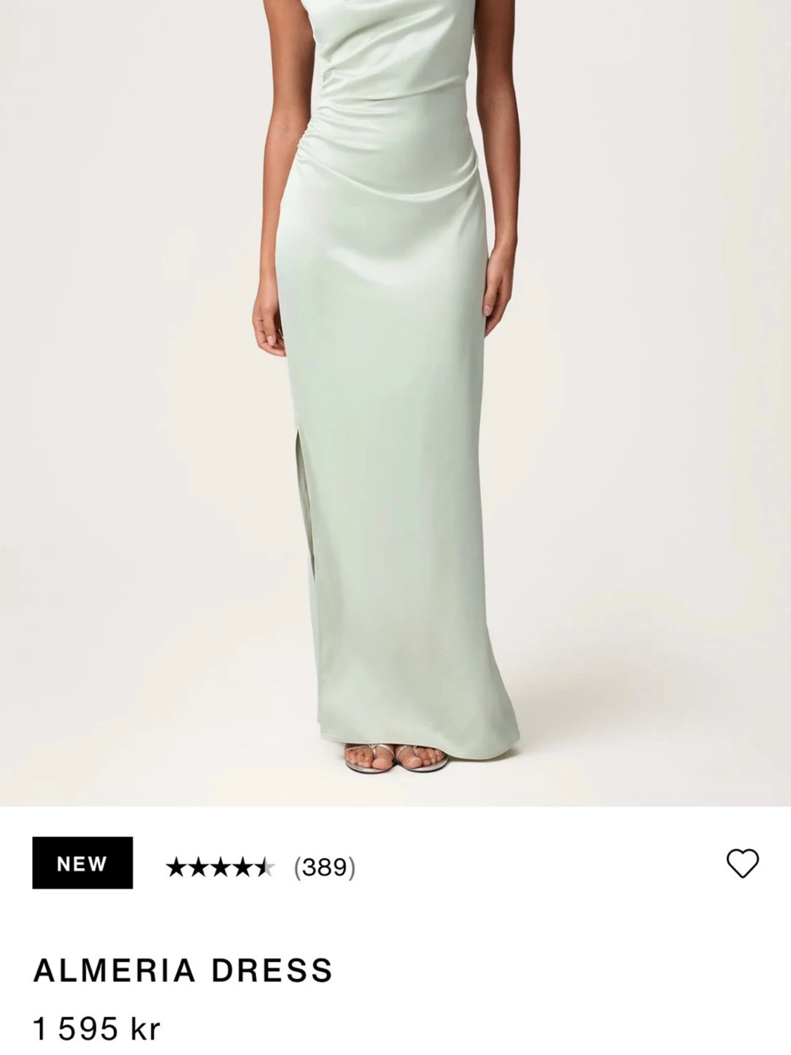 Ljusgrön långklänning med slits - 3