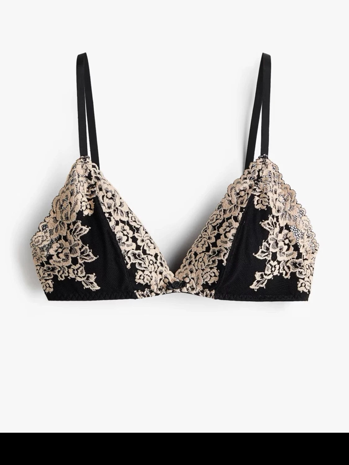 Svart spetsbralette med beige detaljer