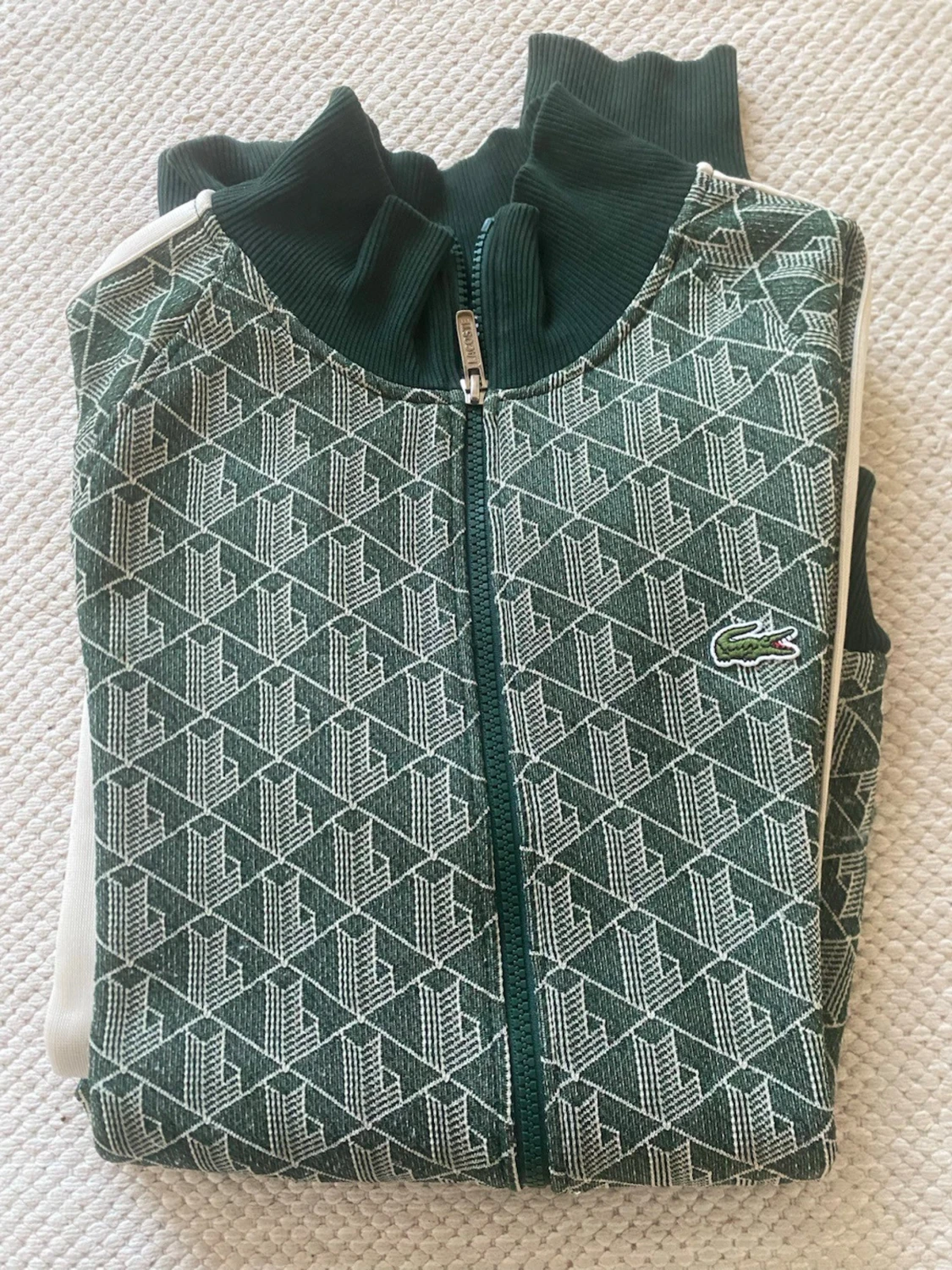 Grön mönstrad Lacoste hoodie med dragkedja - 2