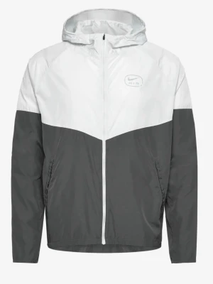 Nike Air vindjacka grå och vit - Nike Air vindjacka i grått och vitt med huva och hel dragkedja. Jackan har två sidofickor, Nike Air-logga på bröstet och stor turkos logga på ryggen. Tillverkad i lätt och tåligt syntetmaterial, perfekt för blåsiga dagar.