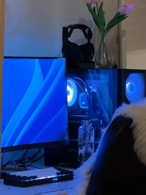 Setup Pc 5060  - Kraftfull stationär gamingdator från Sharkgaming med PNY GeForce RTX 5060 grafikkort. Jag säljer alla pc tillhör allt i bilden kommer med pc dator, kärm, kybord, hörlurar, mousepad, mouse, timer och stol. Liksom allt ihåp. Om niundrar över nåt så skriv bara. 