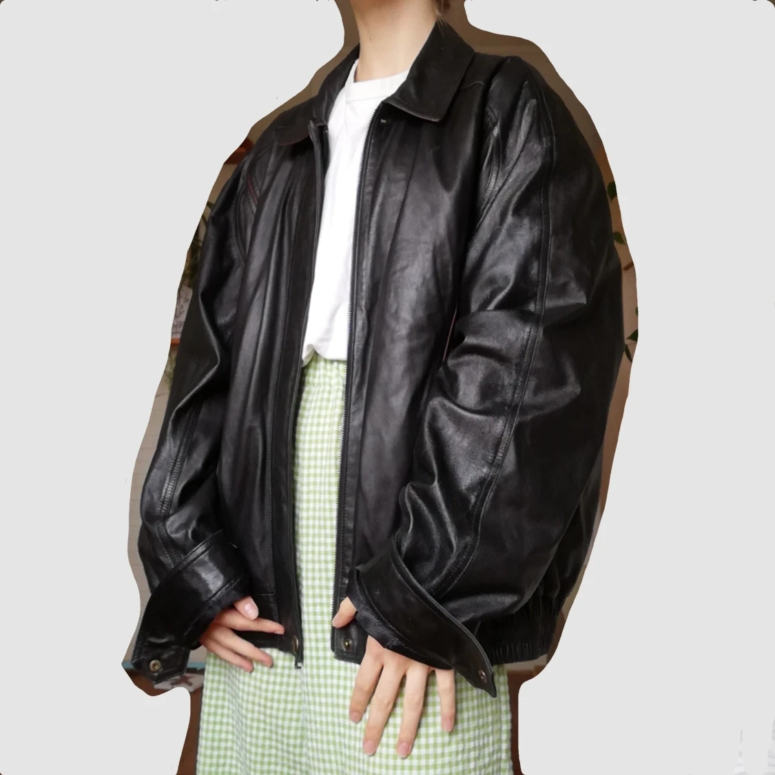 oversized läderjacka - 90