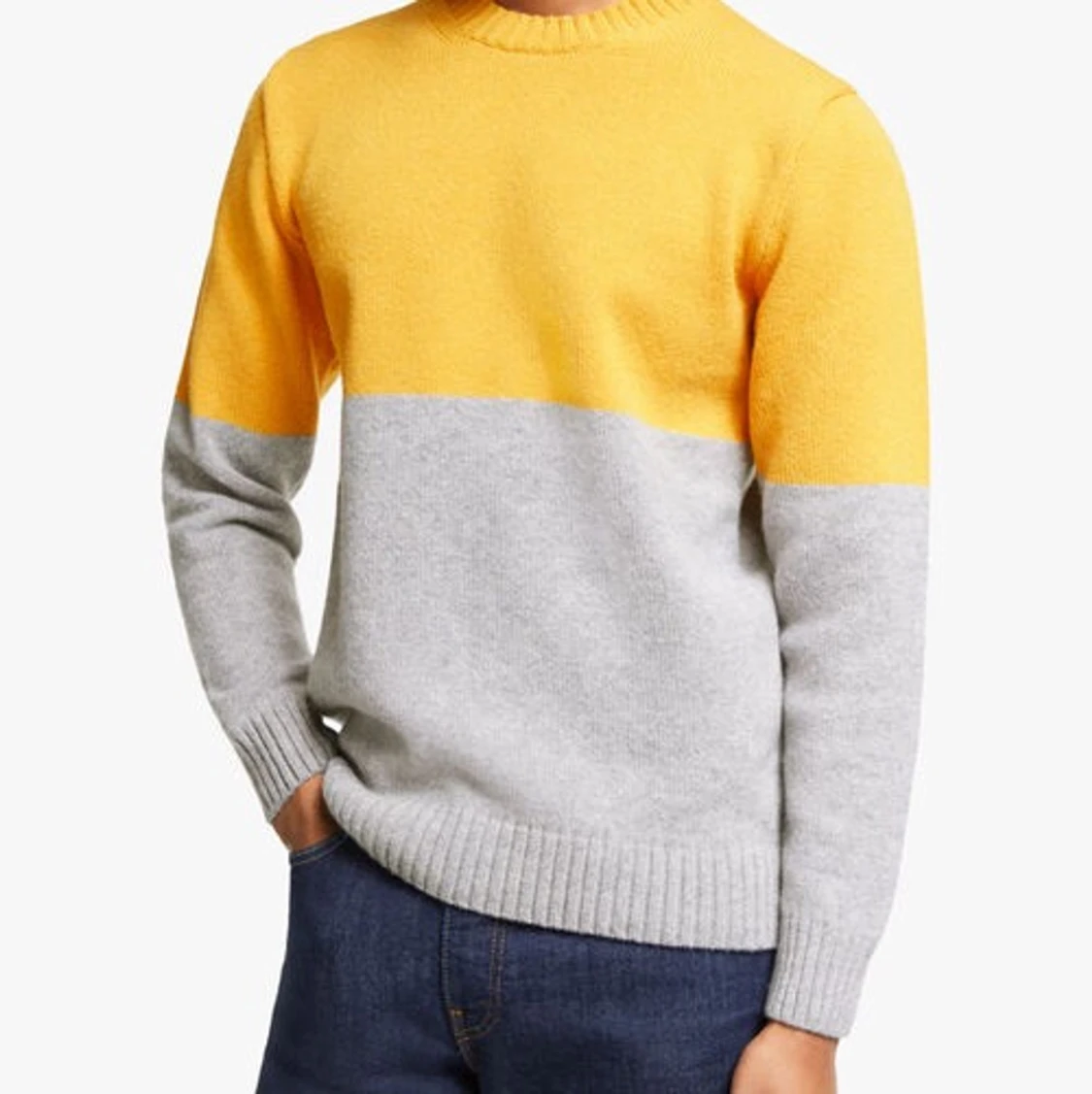 Bright yellow and gray wool jumper  - 90