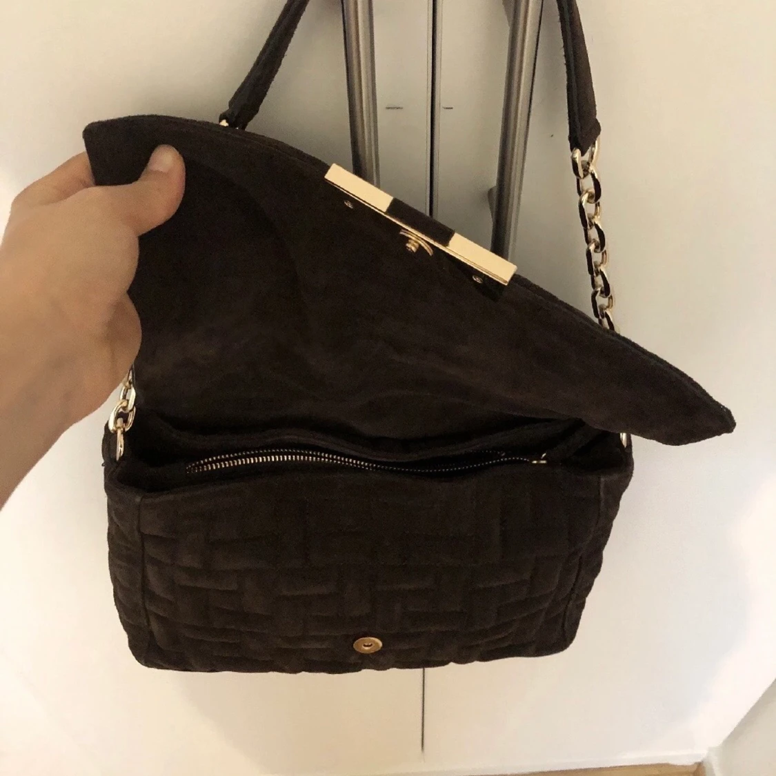Suede brown Zara bag - 91
