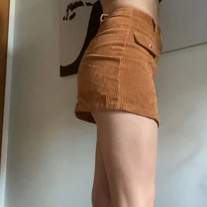 Randig kjol - Säljer denna randiga bruna/orangea kjolen med fickor från bershka. Den är använd ca 2 ggr och fortfarande i nyskick. Strl S<3✨