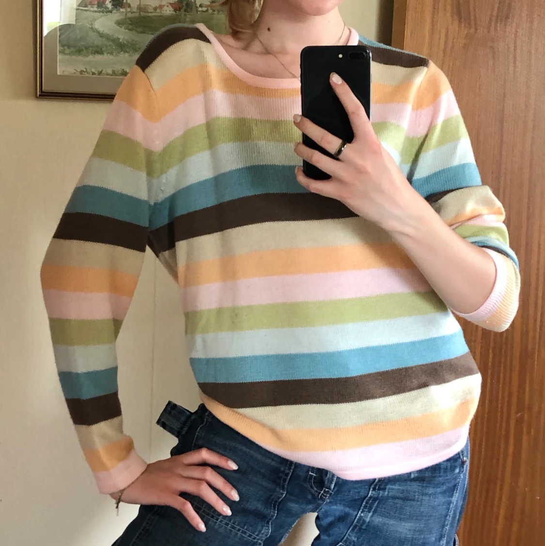 Randig stickad tröja