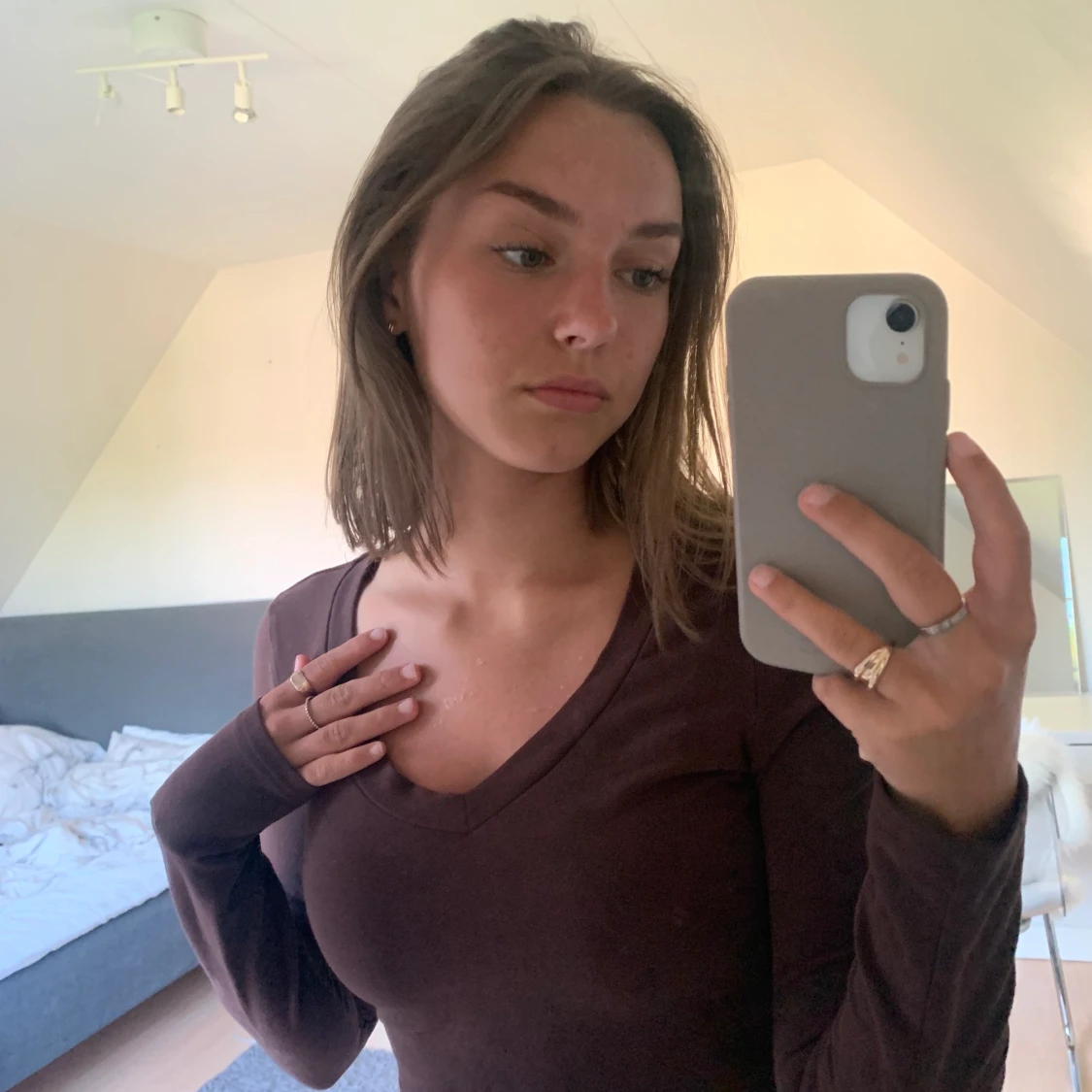 Brun långärmad tröja - 90