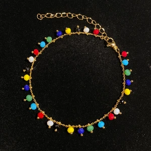 Armband i rostfritt stål - Rostfritt stål med små facetterade pärlor o blandade färger💓 Fri frakt✨