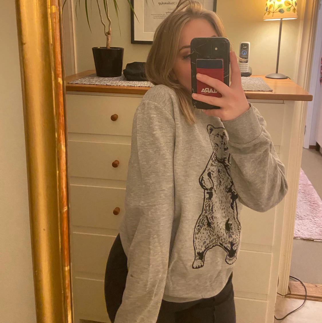 Grå tröja med tryck  - 91