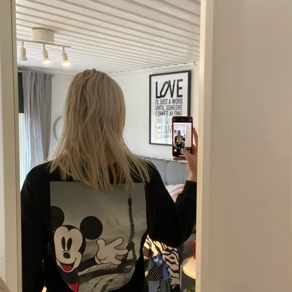 Sweatshirt med tryck på ryggen från zara, bra skick och använd två gånger. Strl M men sitter som en S. Frakt tillkommer 66 kr. . Hoodies.