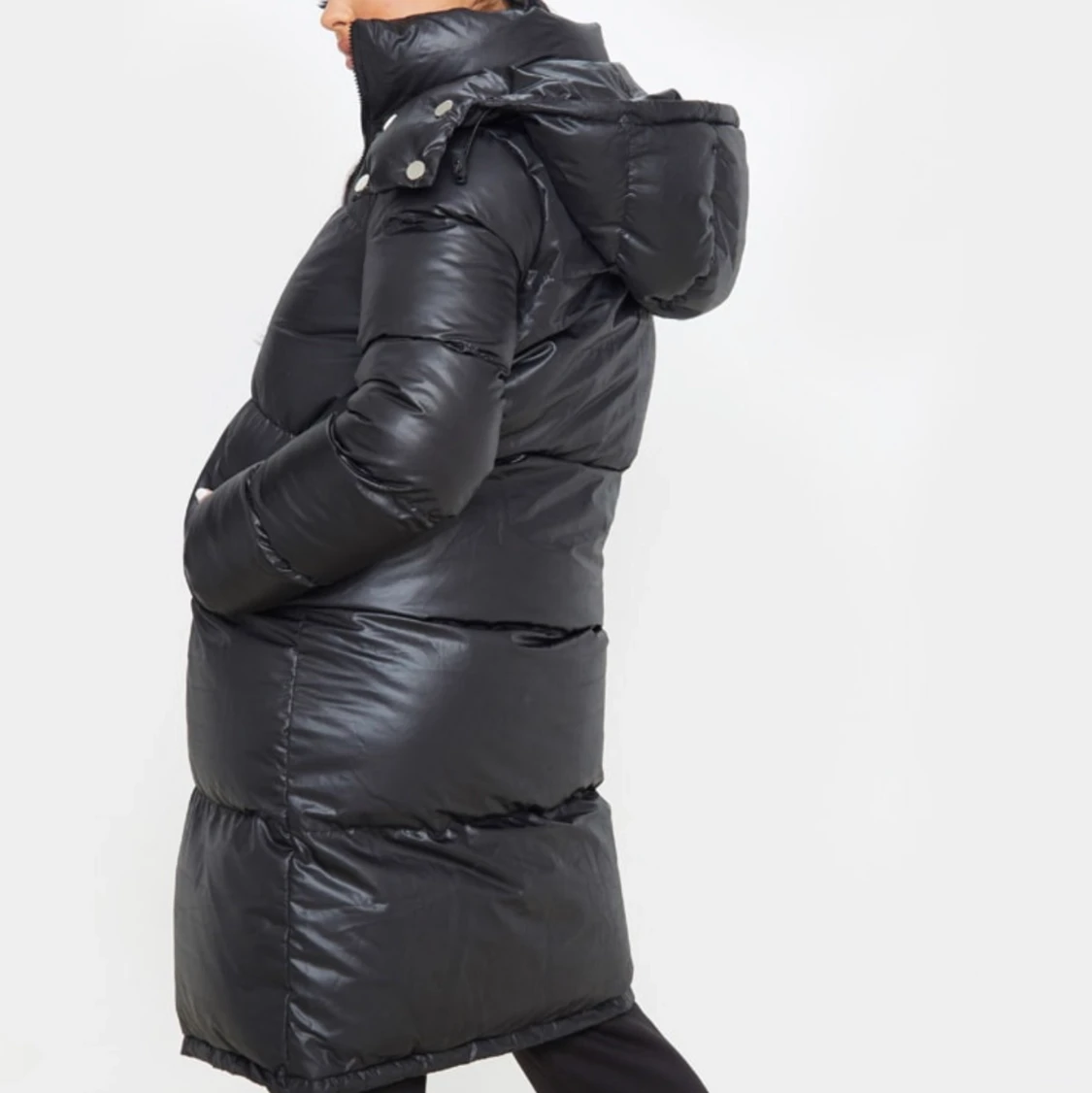 Svart lång puffer - 90