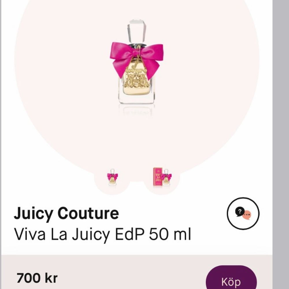 Säljer den här Juicy Couture Viva La Juicy parfymen 50 ml. Jag har endast provsprayat den för att känna doften så den är i princip oanvänd, men tyvärr passade inte doften mig. Nypris är 700kr och jag säljer för 400kr (priset kanske kan diskuteras)🎀 Passar bra som julklapp också! Skriv för fler bilder eller frågor. Övrigt.