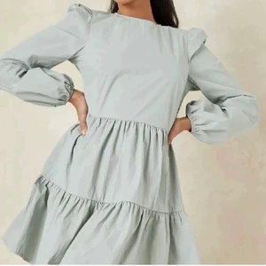 Missguided sage grön långärmad klänning - En helt oanvänd klänning från missguided. Jag säljer den då den är för liten för mig och tiden för att lämna tillbaka plagget gått ut. Den är i storlek 38, jag skulle säga att den passar någon som varnligtvis har storleken xs elöer s Den är köpt för ca 450kr.