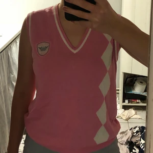 Slipover - Rosa & vit rutig slipover 
