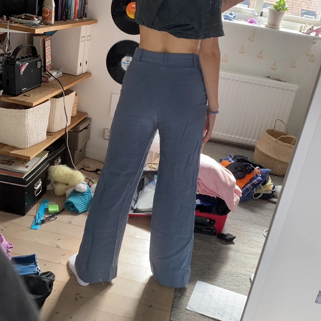 Blå hm kostymbyxor - 90