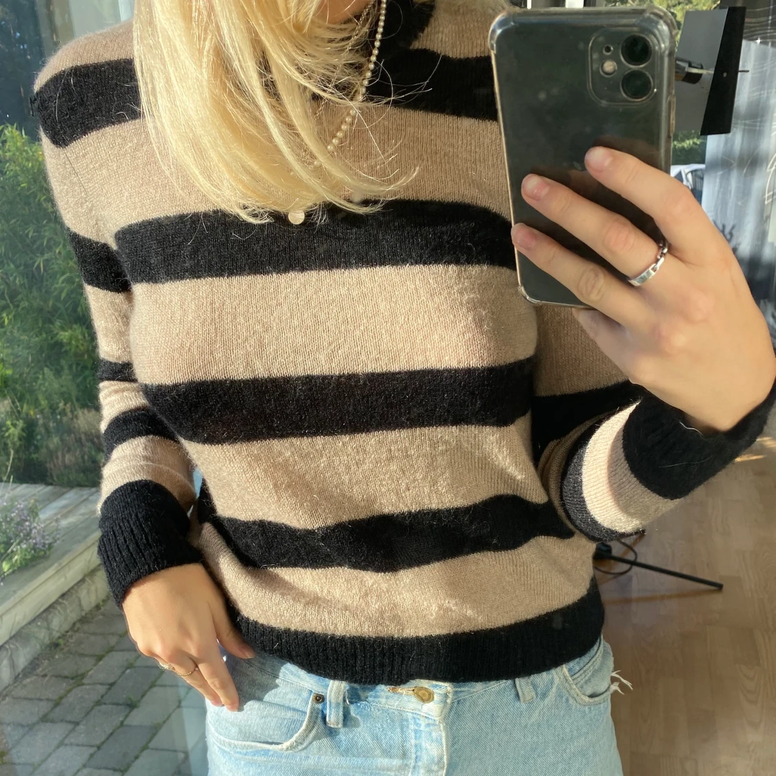 Randig stickad tröja  - 91