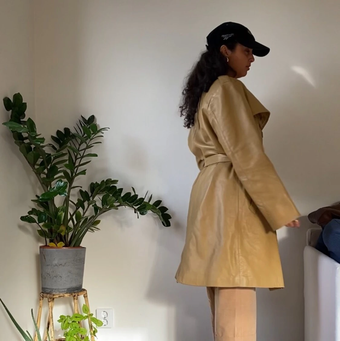 Beige läderjacka s.46 - 91