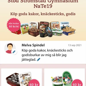 Hej köp kakor - 60kr burk frakt kan tillkomma om du bor långt bort
