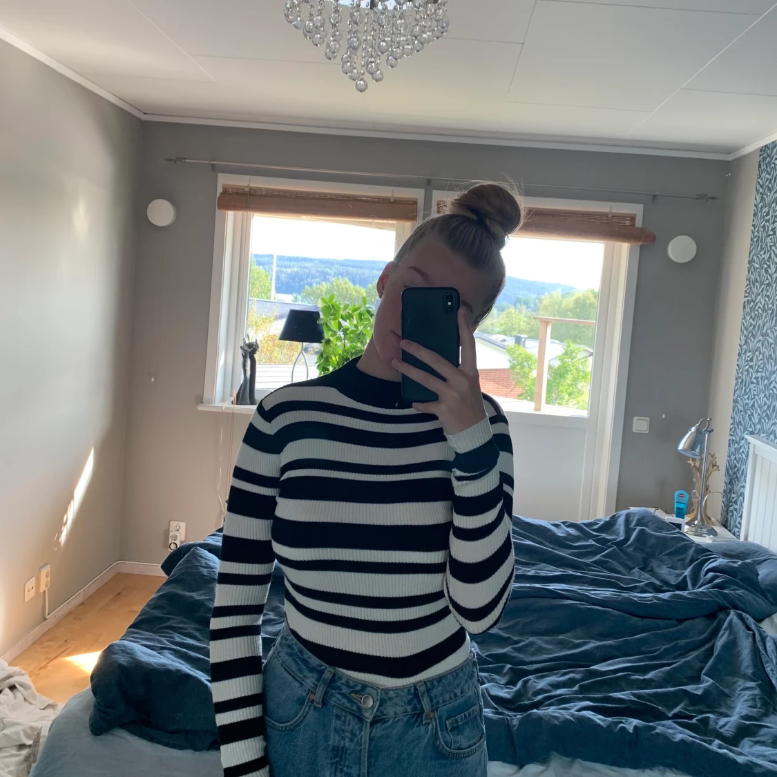 Pull&bear, randig croptop, strl s - 90