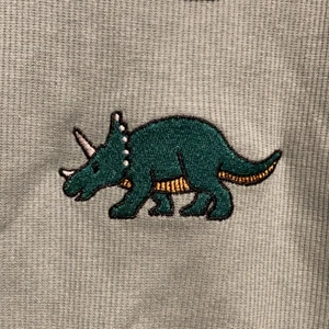 Dinosaurie linne - Ett grönt linne med en dinosaurie på i storlek S men skulle säga att det sitter mer som en xxs/xs. Vet inte vart den är ifrån då jag fick den av min kusin :)