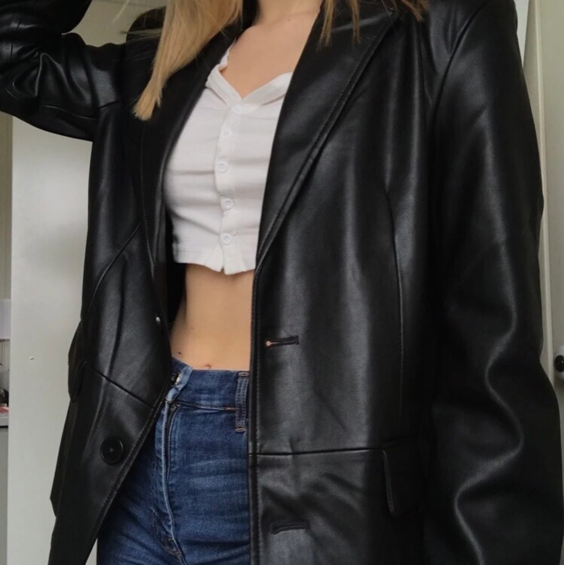 Läderkavaj strl L - 91