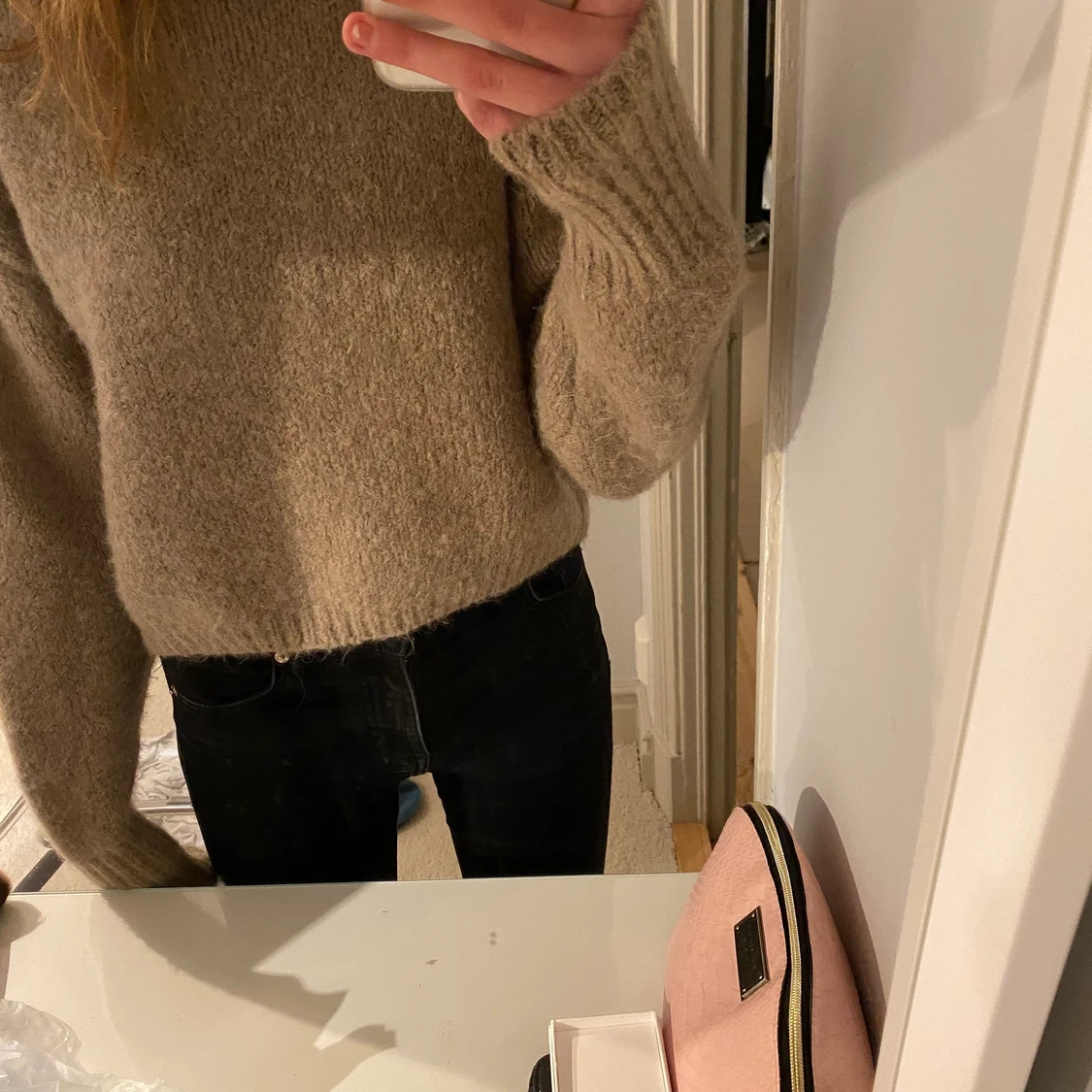 Beige stickad zara tröja