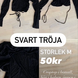 H&M svart långärmad öppen rygg  - Nyinköpt bommulströja från H&M, hög i halsen och öppen rygg med snörning