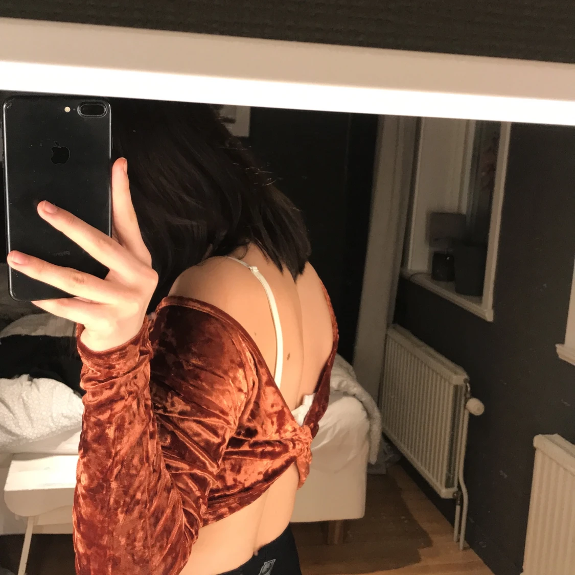 orange/brun samet topp! - 91