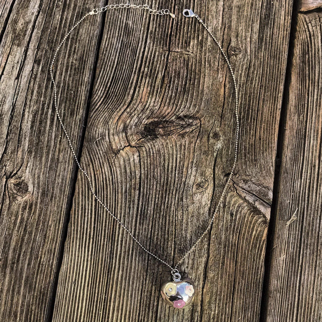 Silverfärgat halsband med hjärta