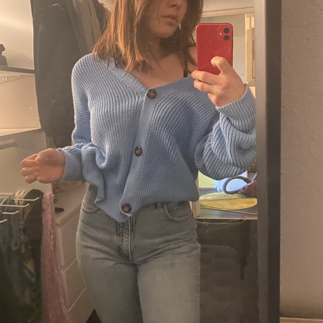 Ljusblå kofta från Boohoo - 90