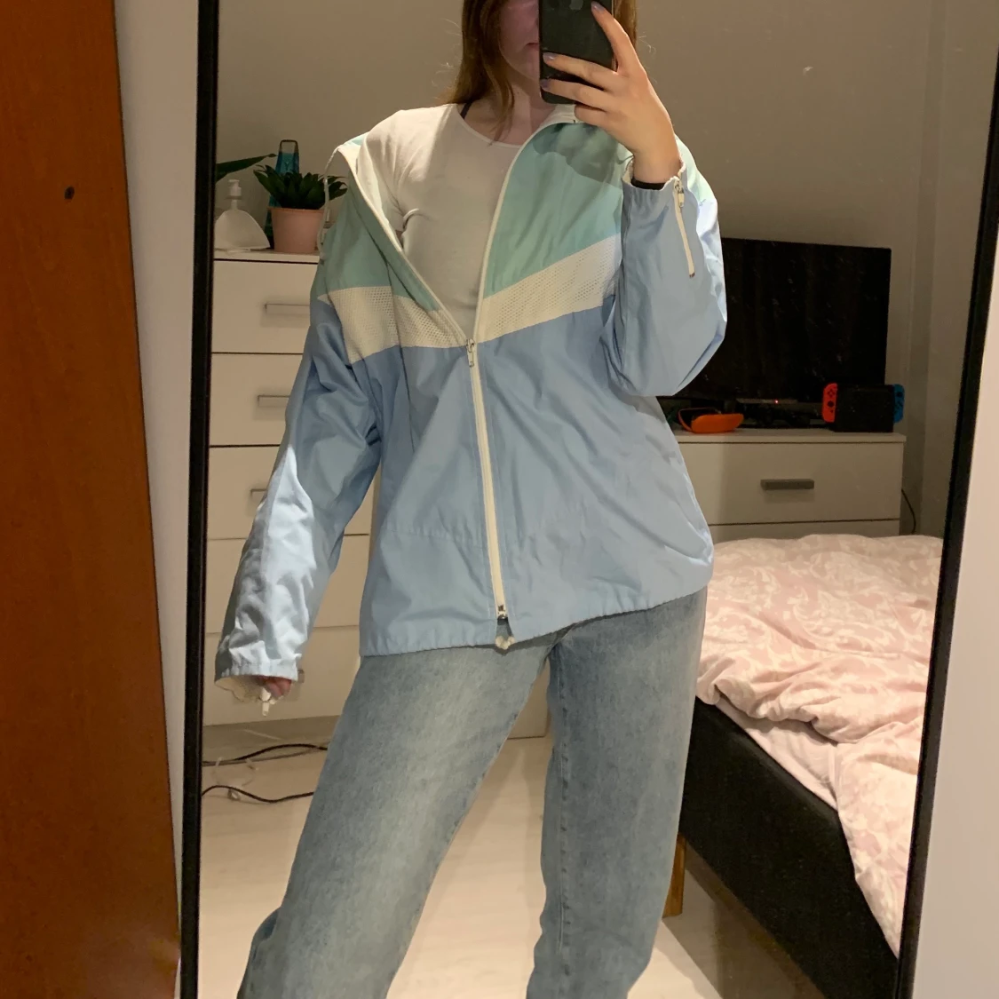 Blå windbreaker jacka - 90