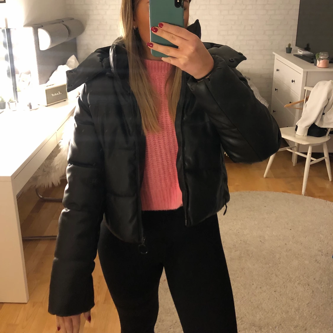 Vadderad ”läder” jacka - 91