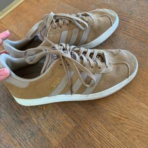 Gazelle sneakers i beige/brun färg. Aldrig använda i storlek 37. 