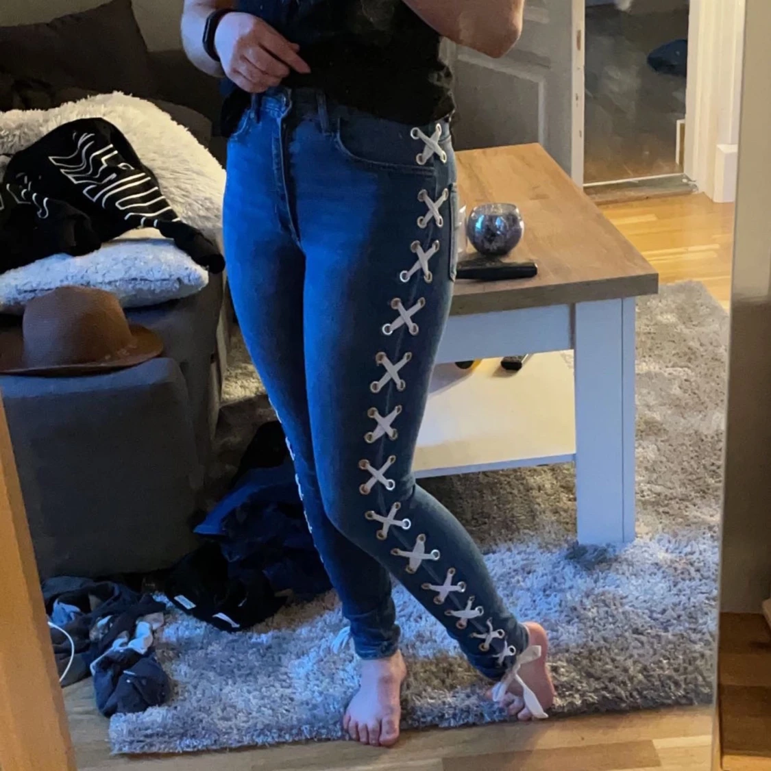 jeans med snörning - 91