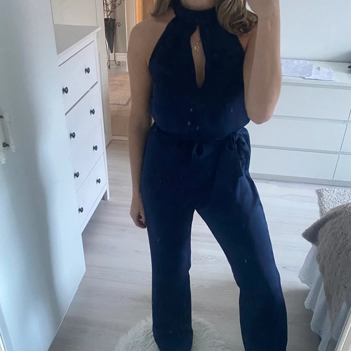 Mörkblå satin jumpsuit - 91