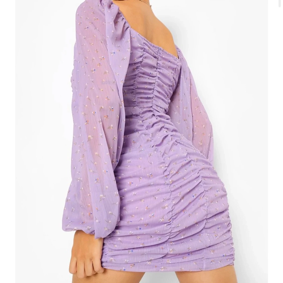 Rynkad miniklänning lila - 90