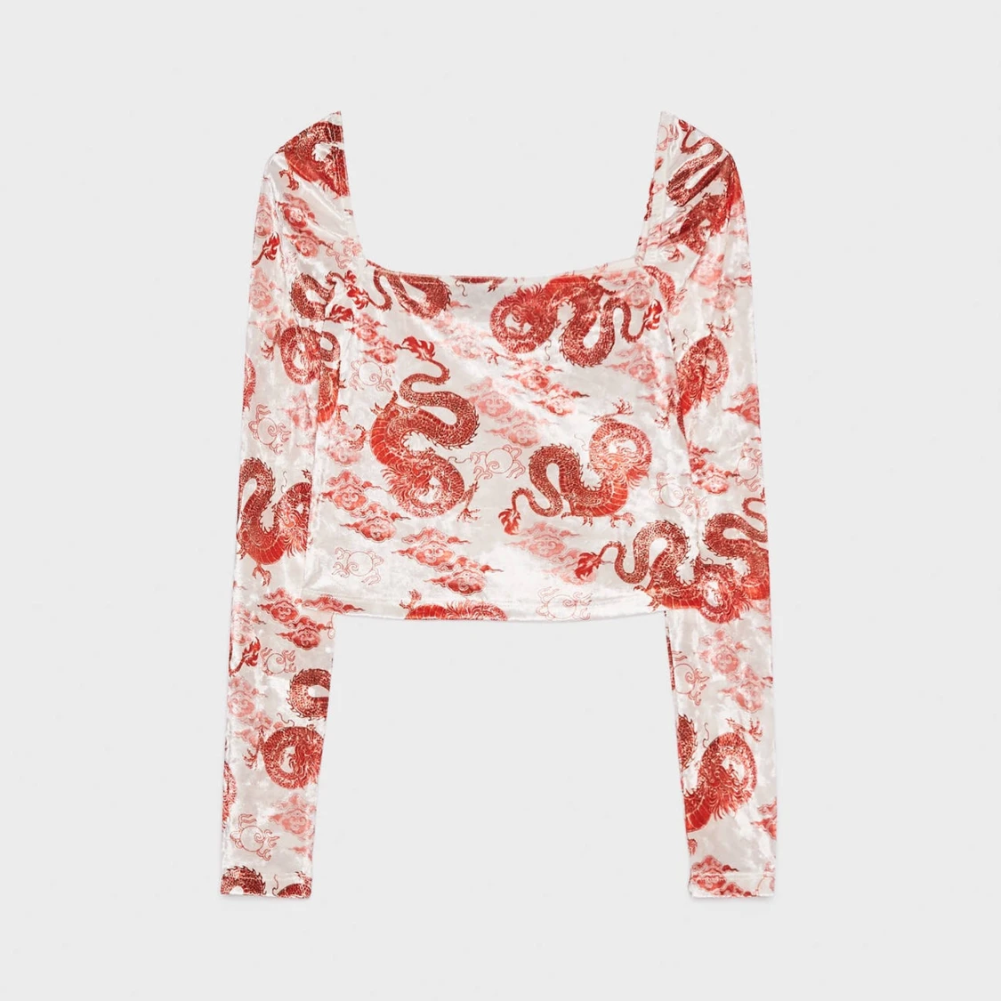 Drakmönstrad topp från Bershka