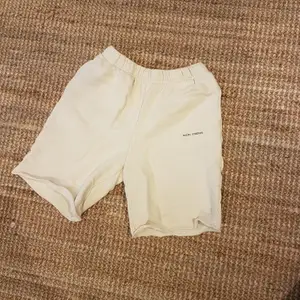 Creme white shorts. They're soft and fuzzy on the inside. 