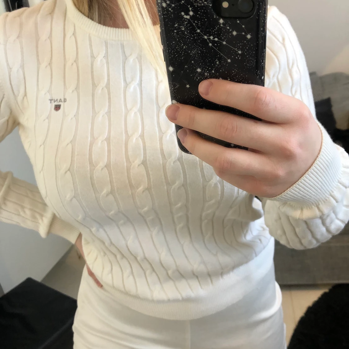 Gant vit kabelstickad tröja i storlek S använd ca 5 gånger - 90