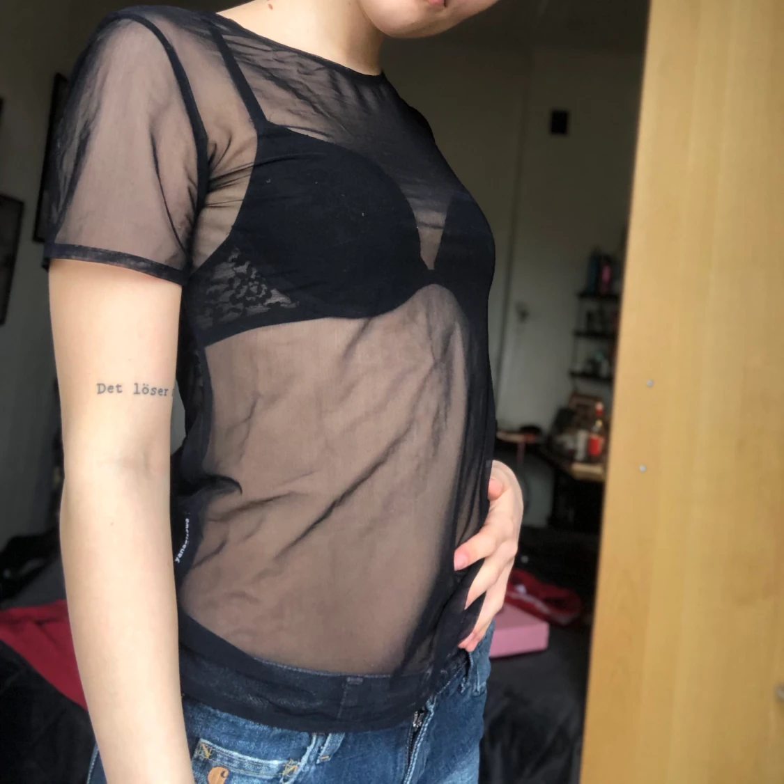 Genomskinlig mesh tröja  - 91